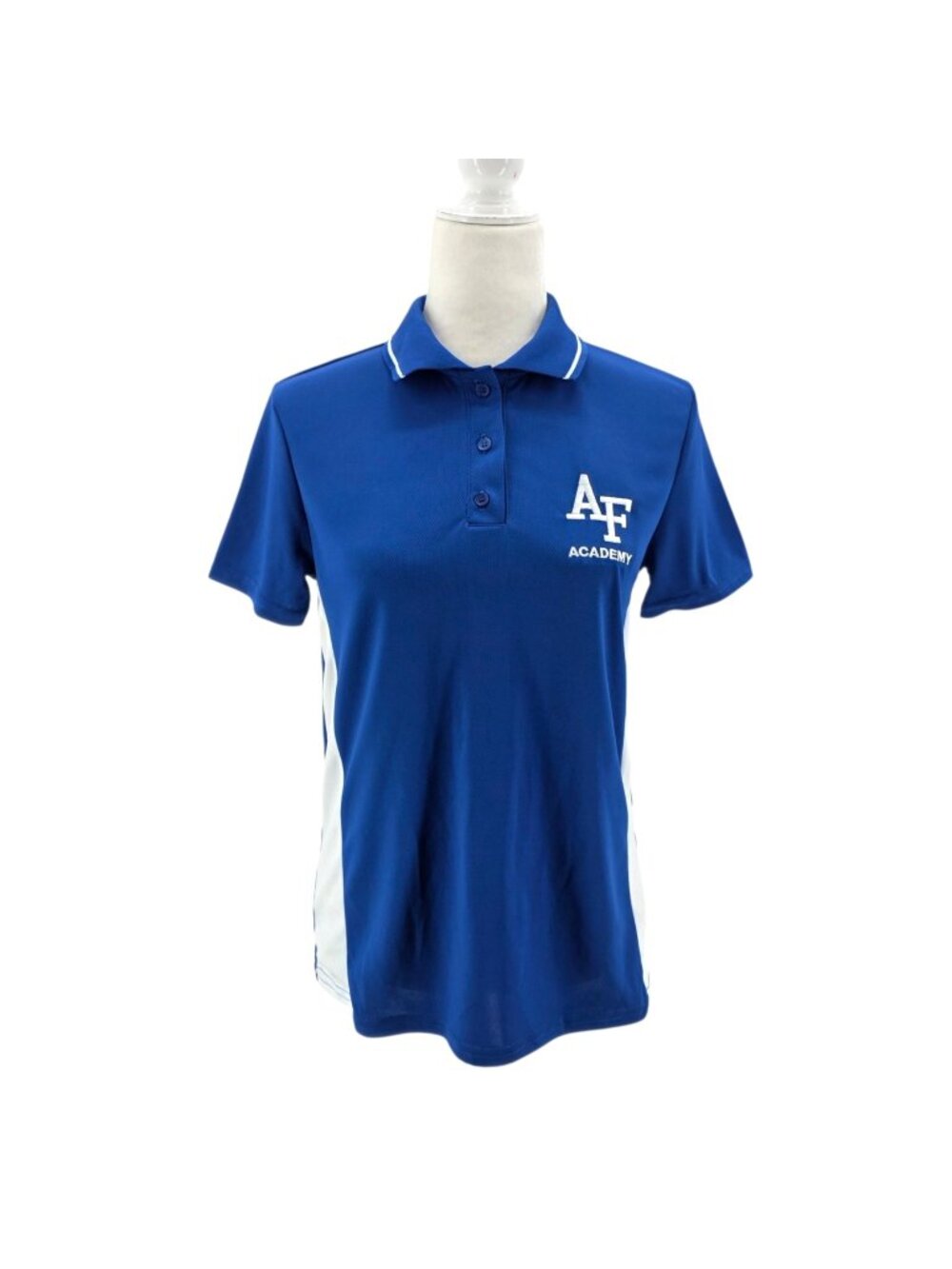 NEW MVP Sportwear Womens Small Top Air Force Academy Blue White Polo Logo USAF